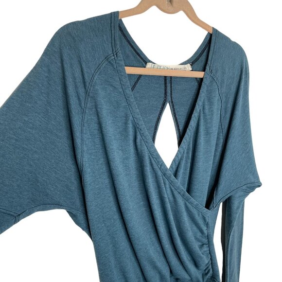 Free People Beach Teal Faux Wrap Open Back Top, One Body - Picture 3 of 9